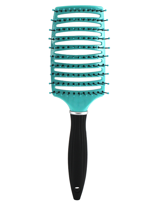 LARGE CURVED VENT HAIR BRUSH LIGHT PINK AND TEAL