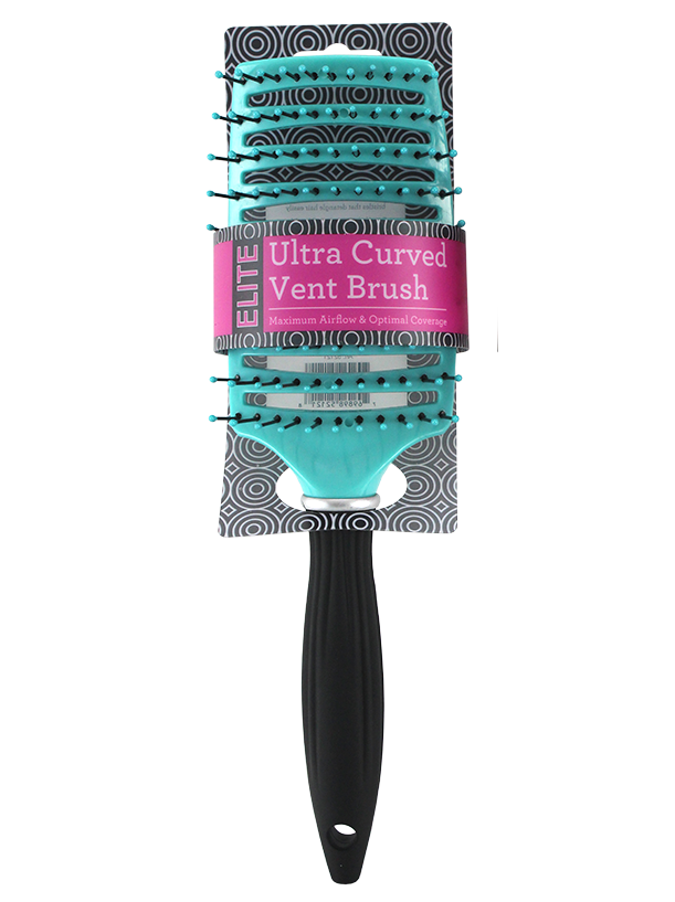 LARGE CURVED VENT HAIR BRUSH LIGHT PINK AND TEAL