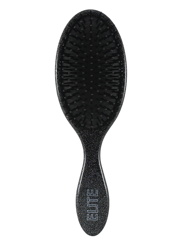 GLITTER OVAL HAIR BRUSH WITH BLACK PAD. PURPLE;BLACK