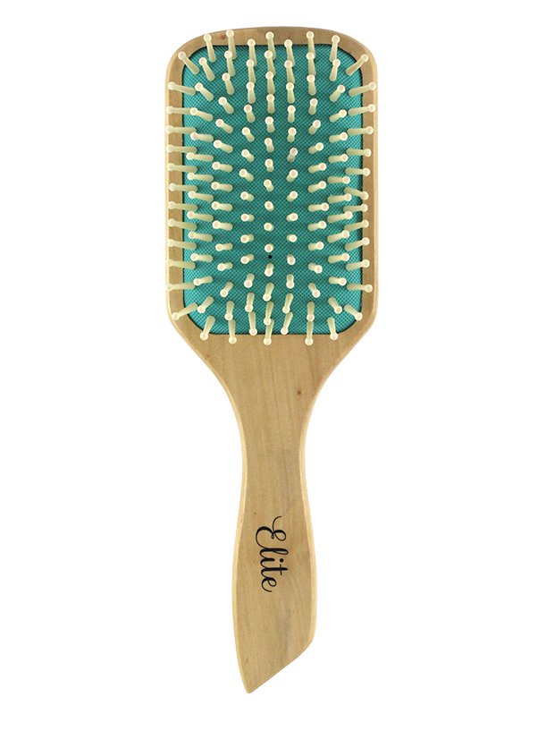 PADDLE WOODEN BRUSH. PINK; AQUA