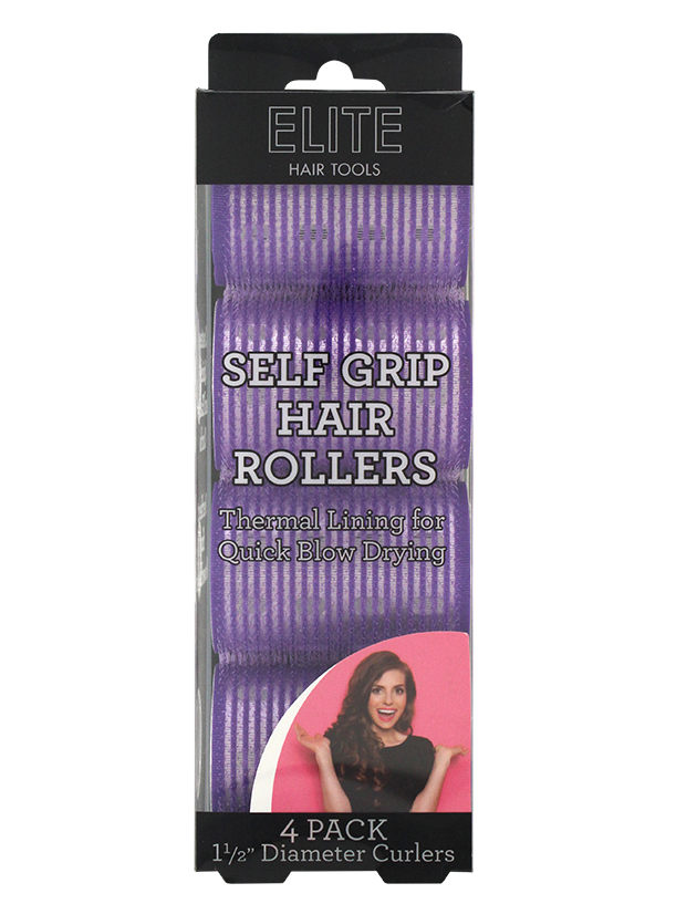 Elite 4 Pack Thermal Self Grip Hair Rollers 1.5"