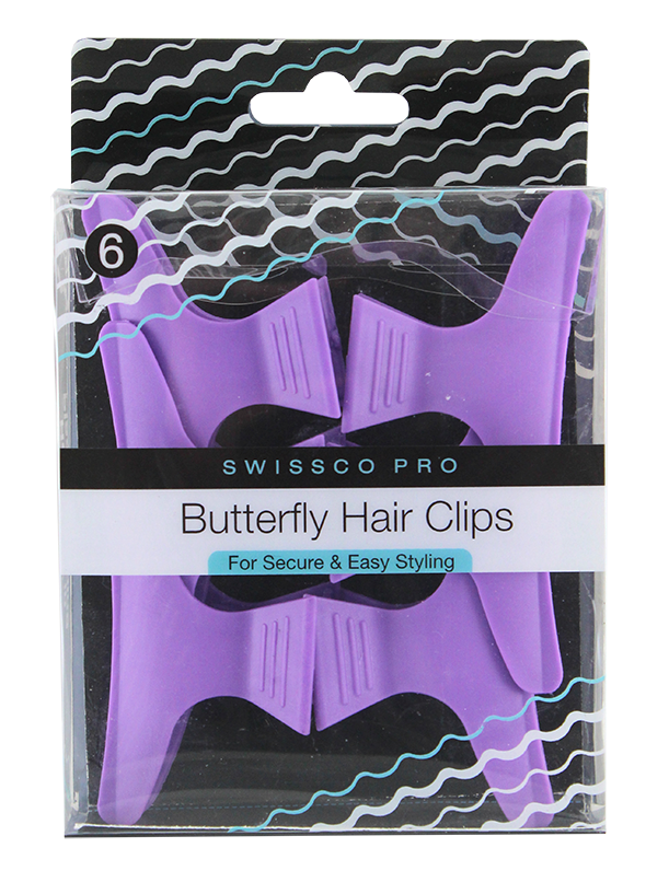 6 PACK SWISSCO PRO BUTTERFLY HAIR CLIPS