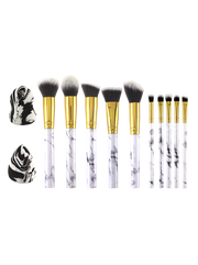 12PC MAKEUP BRUSH SET WITH 2 MAKEUP SPONGES MARBLE