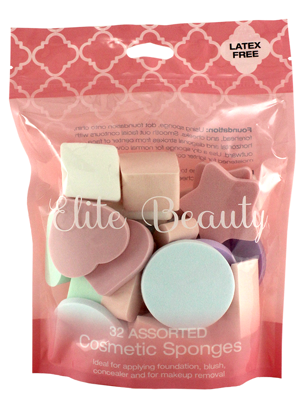 32 COUNT ASSORTED LATEX FREE SPONGES