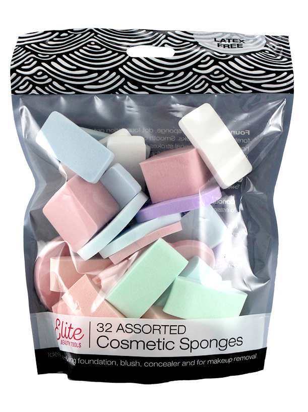 32 COUNT ASSORTED LATEX FREE SPONGES