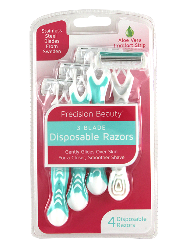 Precision Beauty 4pk Triple Blade Disposable Razors. Aqua