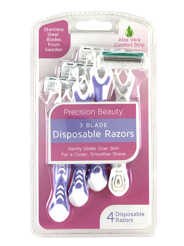 Precision Beauty 4pk Triple Blade Disposable Razors in Purple