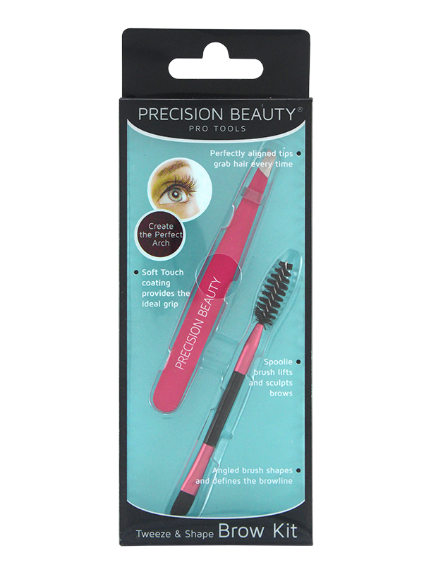 Precision Beauty Pro Slanted Tweezer & Brow Spoolie Brush in Pink