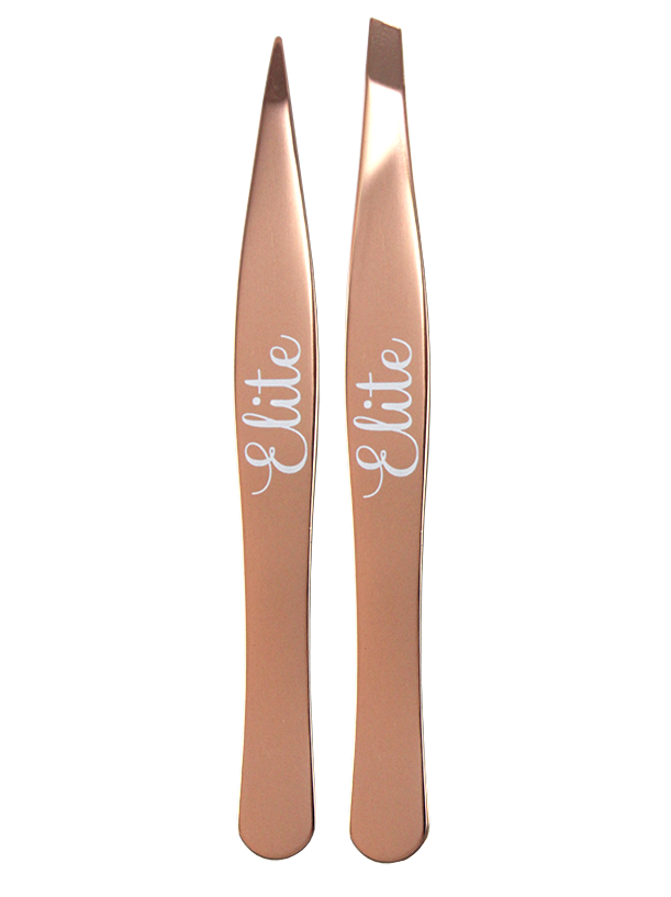 Elite Rose Gold Collection 2 Pack Tweezers 1 Slanted & 1 Pointed