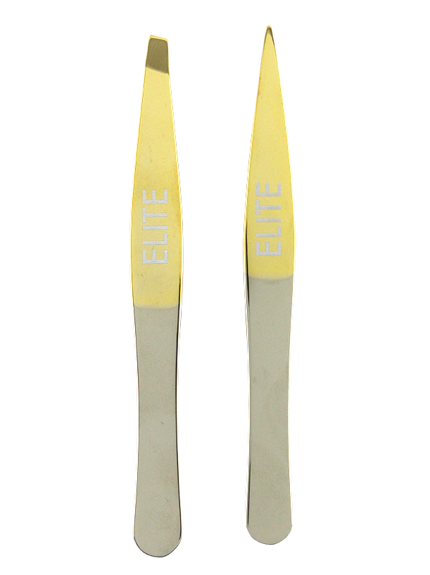 TWO-TONE 2 PACK TWEEZERS 1 SLANTED & 1 POINTED