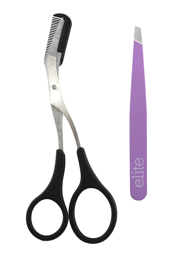 EYEBROW SHAPING SCISSORS SET  BLACK HANDLE