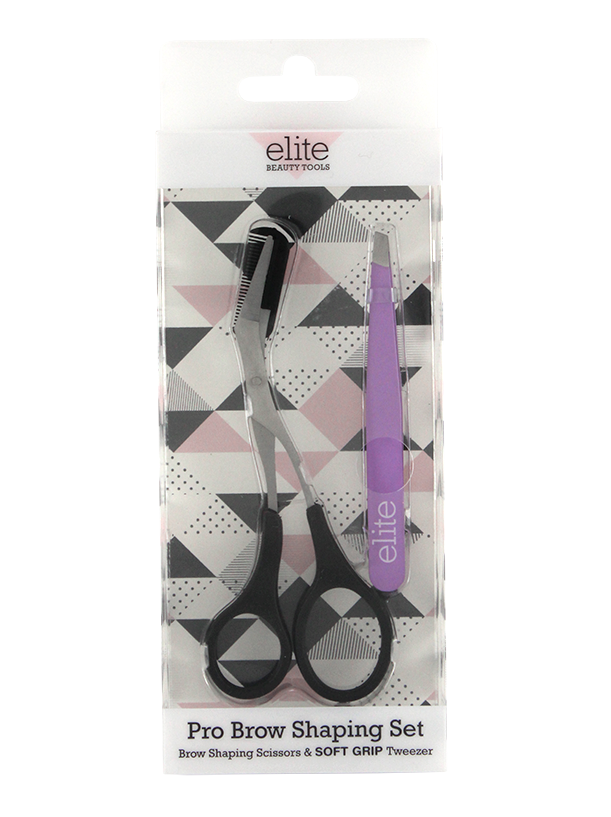 EYEBROW SHAPING SCISSORS SET  BLACK HANDLE