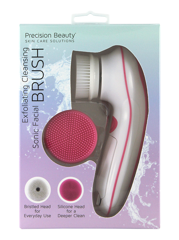 Sonic Facial Brush with 1 Nylon & 1 Silicone Brush Head.