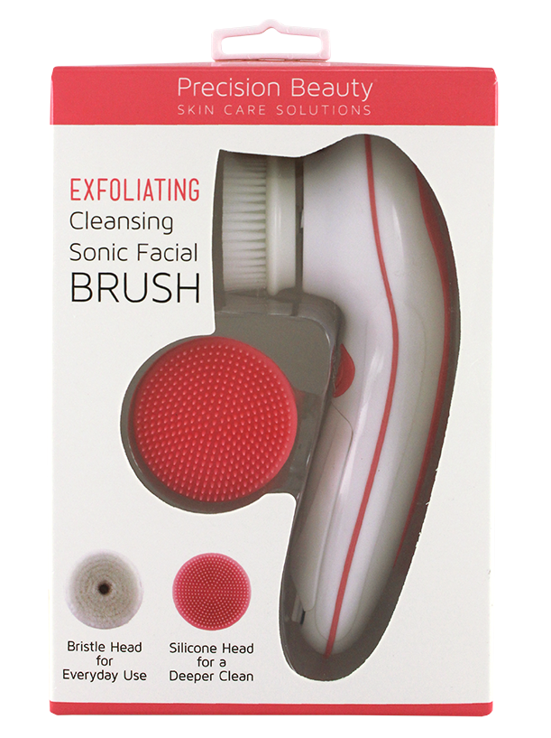 SONIC FACIAL BRUSH WITH 1 NYLON & 1 SILICONE BRUSH HEAD