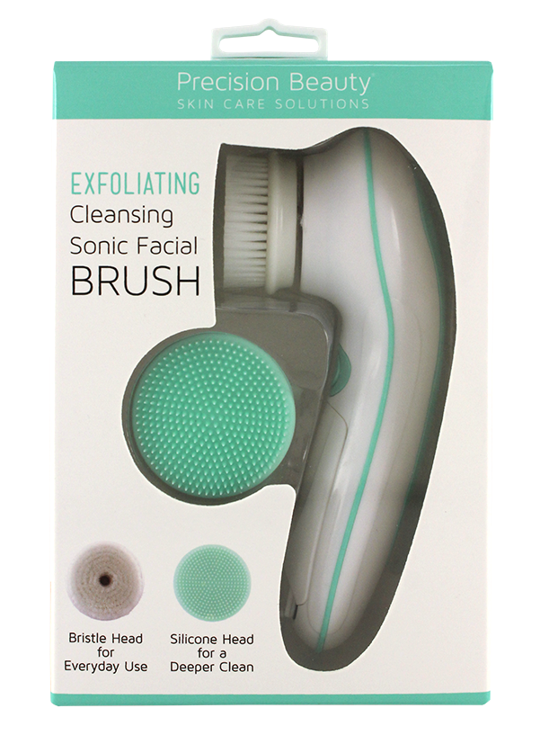 SONIC FACIAL BRUSH WITH 1 NYLON & 1 SILICONE BRUSH HEAD