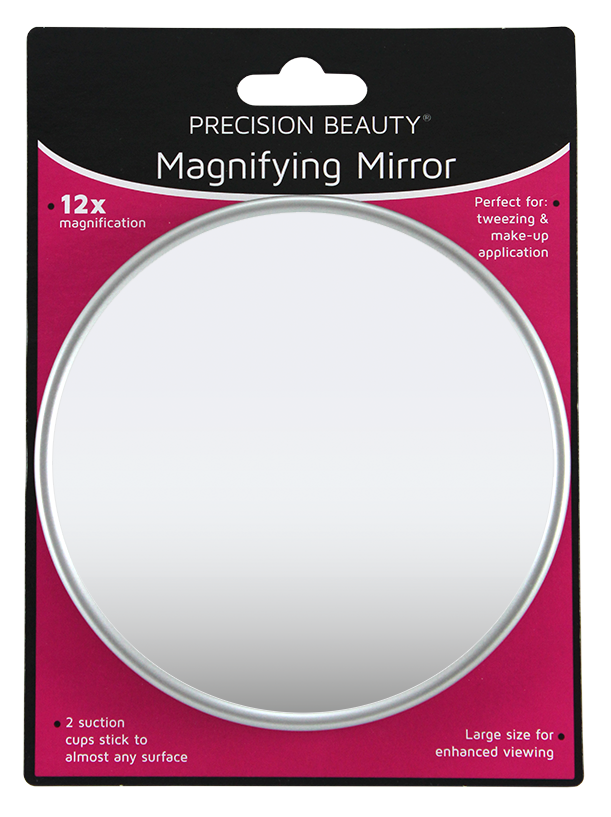 Precision Beauty Suction Cup Mirror 5", 12X Silver Metallic