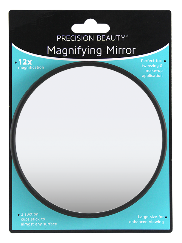 Precision Beauty Suction Cup Mirror 5", 12X Black