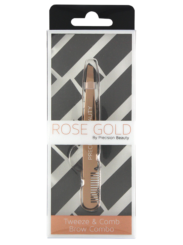 Rose Gold Collection Metallic Slanted Tweezer & Eyebrow Comb