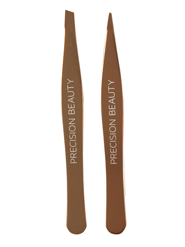Rose Gold Collection 2 Pack Tweezers 1 Slanted & 1 Pointed