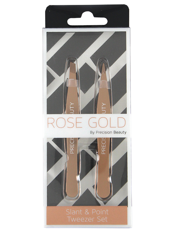 Rose Gold Collection 2 Pack Tweezers 1 Slanted & 1 Pointed