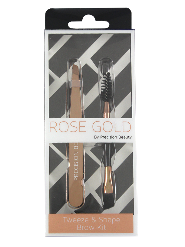Rose Gold Collection Slanted Tweezers & Brow Spoolie Brush