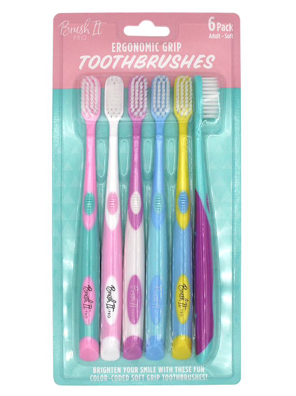 BRUSH IT 6PK ERGONIMIC TOOTHBRUSHES