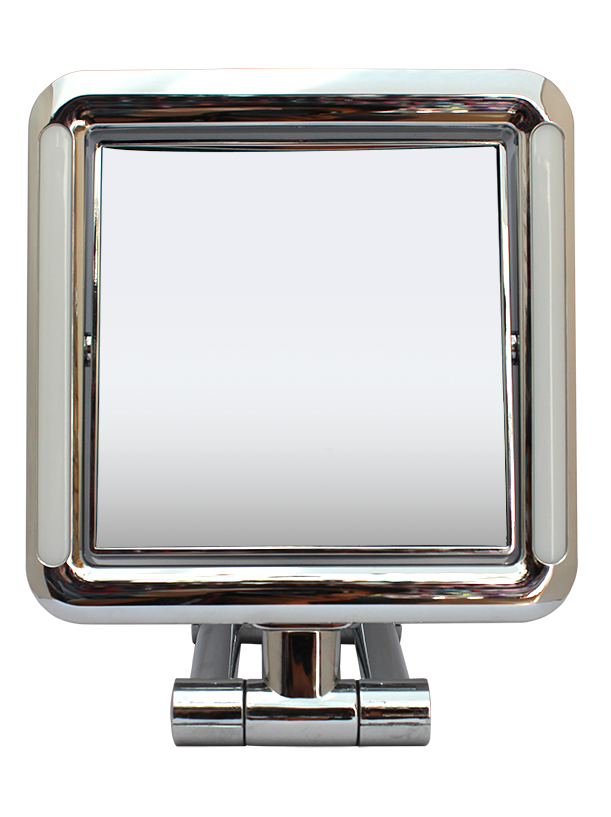 Lighted (LED) Chrome Square Standing Mirror 5"  x 5", Adj Base 1x/7x
